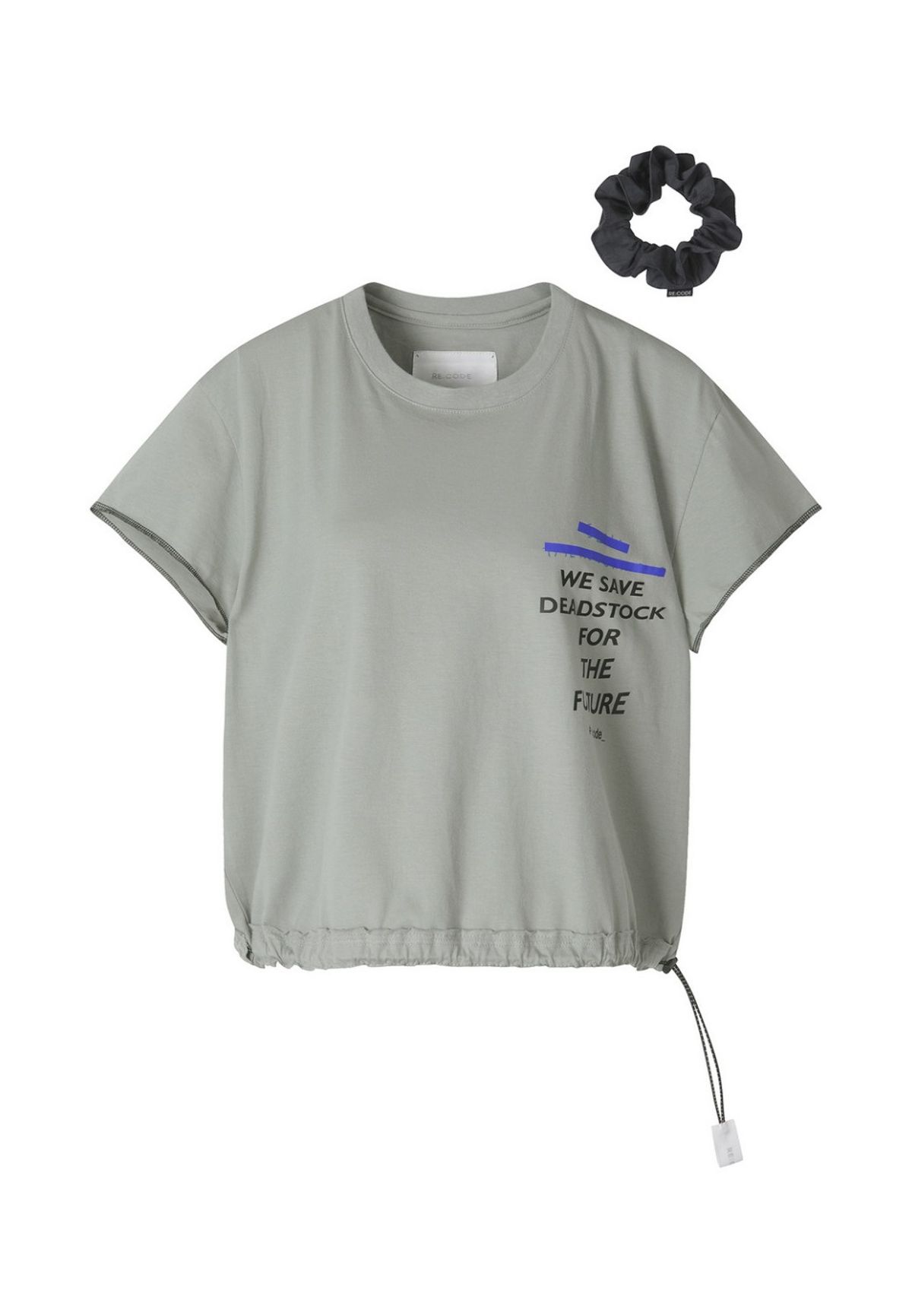 래코드(RECODE) [여성] Slogan round neck crop T-shirt (Hair band set) _RQTAM22568KHX