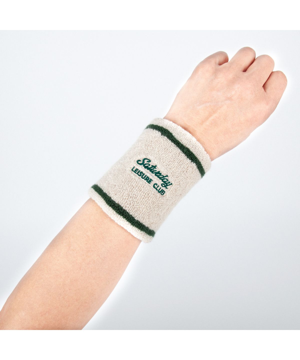 세러데이 레저 클럽(SATURDAY LEISURE CLUB) Leisure Wristband - Ivory & British Racing Green