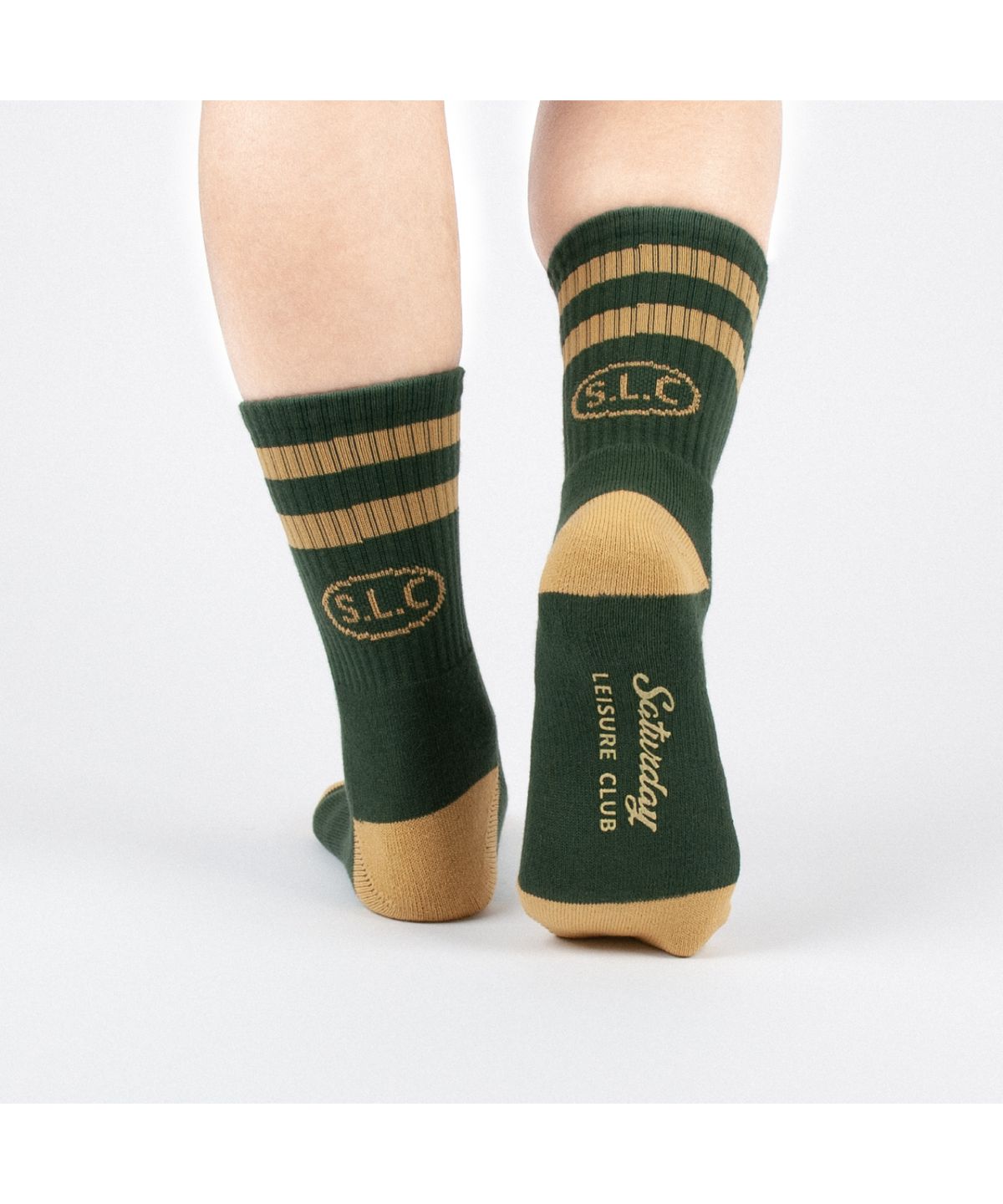 세러데이 레저 클럽(SATURDAY LEISURE CLUB) Leisure Stripe Socks - British Racing Green & Mustard