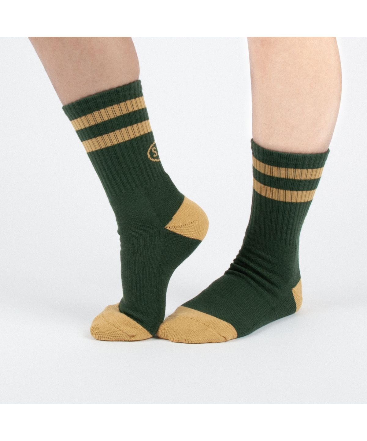 세러데이 레저 클럽(SATURDAY LEISURE CLUB) Leisure Stripe Socks - British Racing Green & Mustard