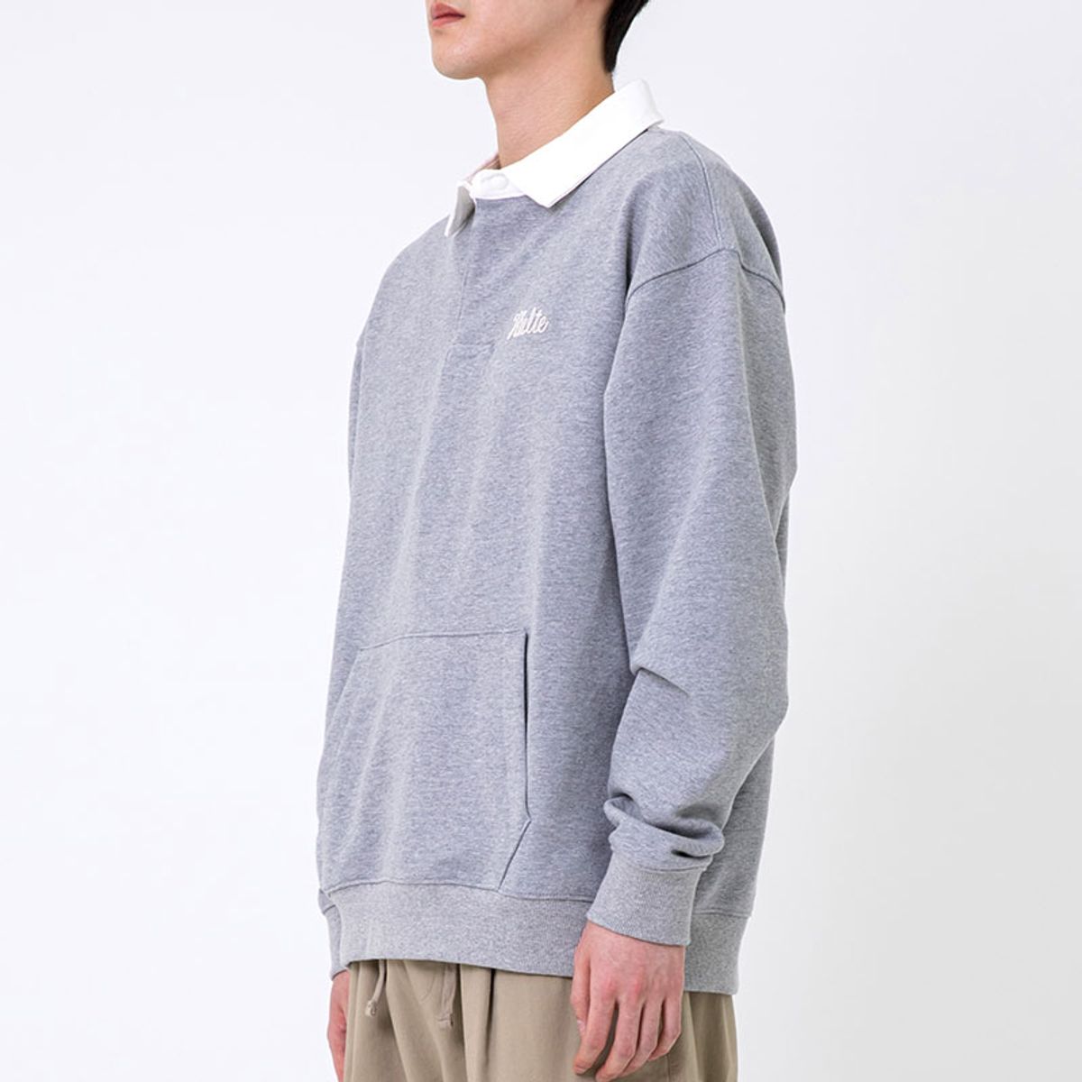 쿨트(KULTE) SCRIPT RUGBY CREWNECK 멜란지그레이