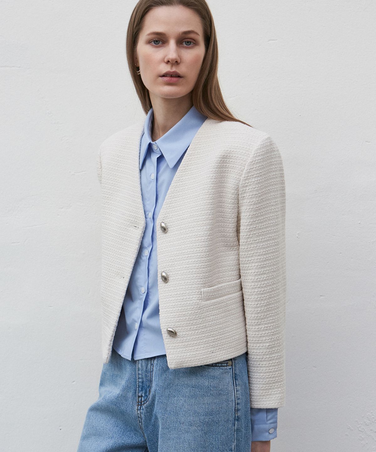 닉앤니콜(NICK&NICOLE) TWEED CROP JACKET_IVORY