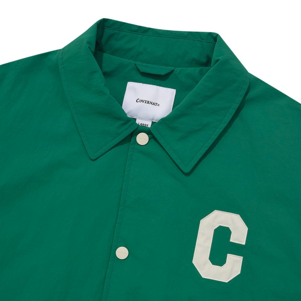 MUSINSA | COVERNAT C Logo Collar Varsity Jacket Green
