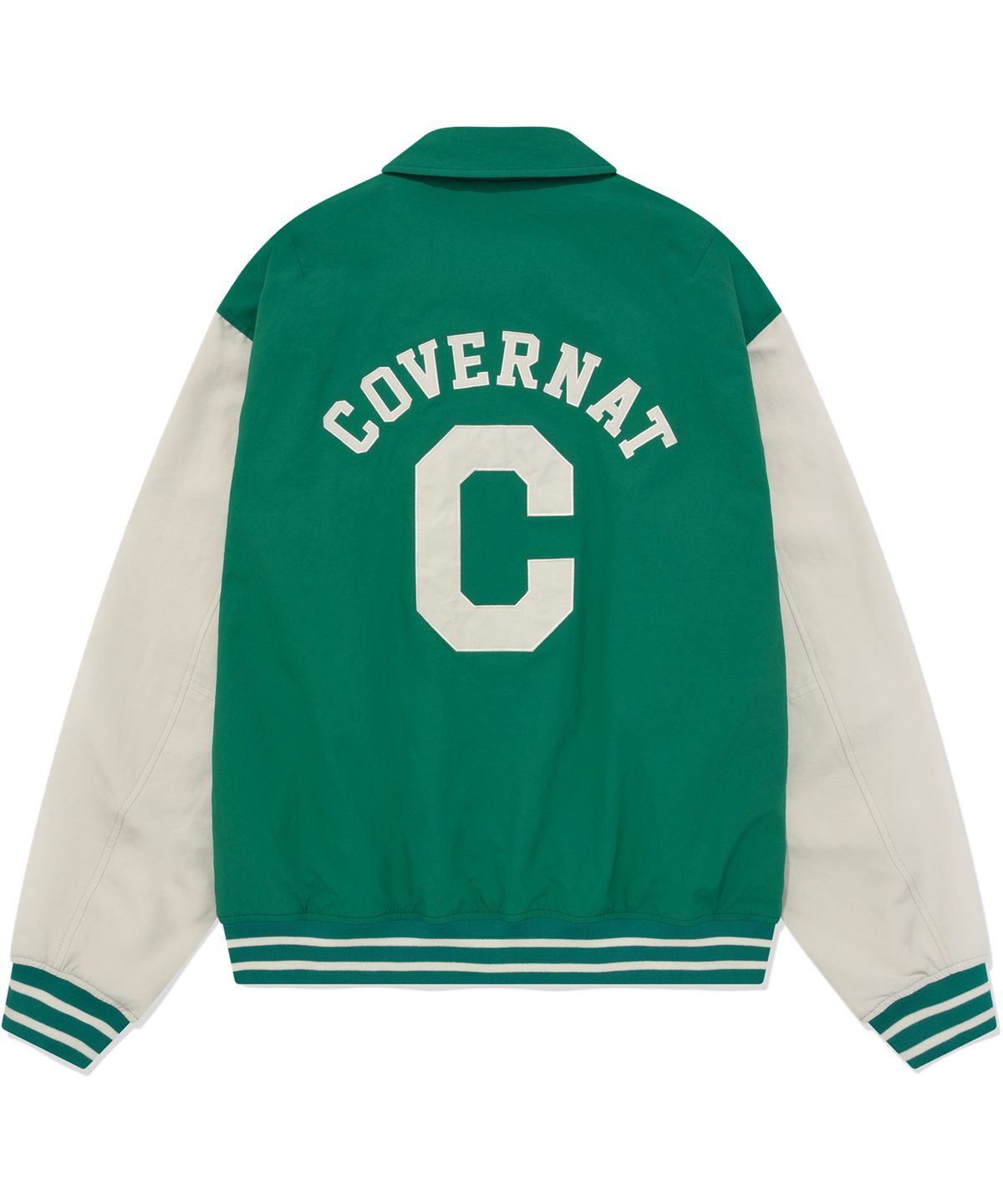커버낫(COVERNAT) C 로고 카라 바시티 자켓 그린