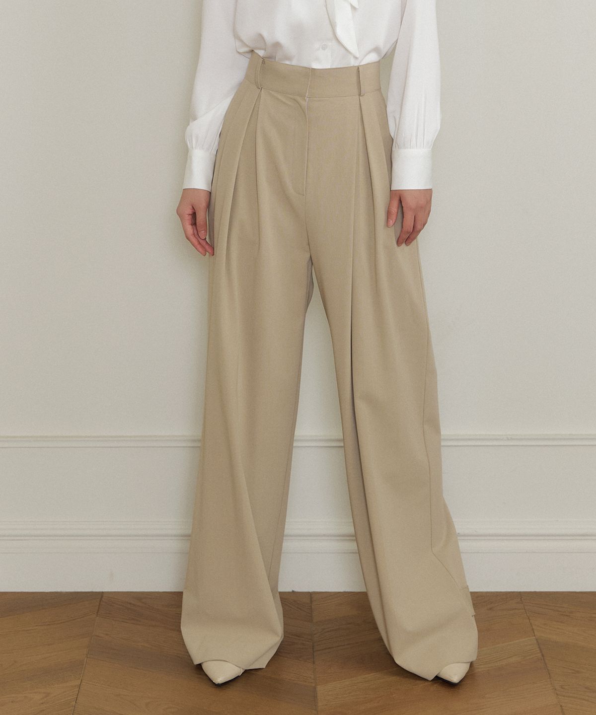 루시르주(LUCIR ZU) Monet wide slacks (beige)