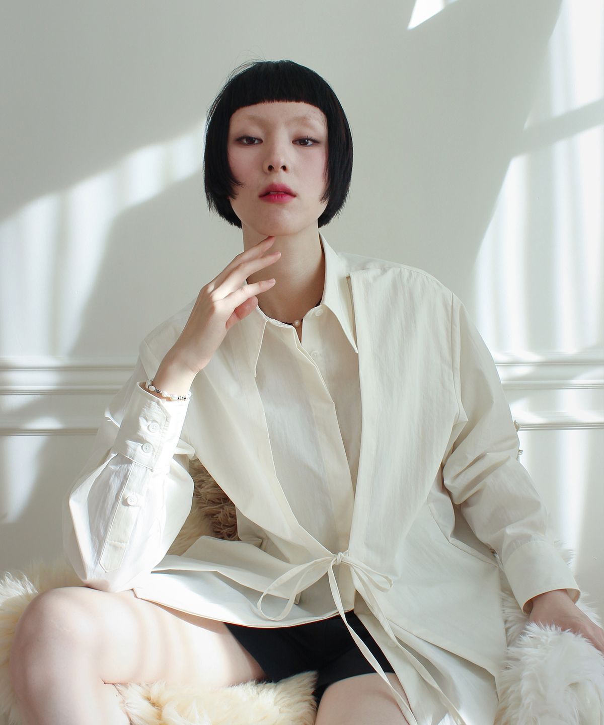 루바티(RUBATI) Double Layered Shirt (CREAM)