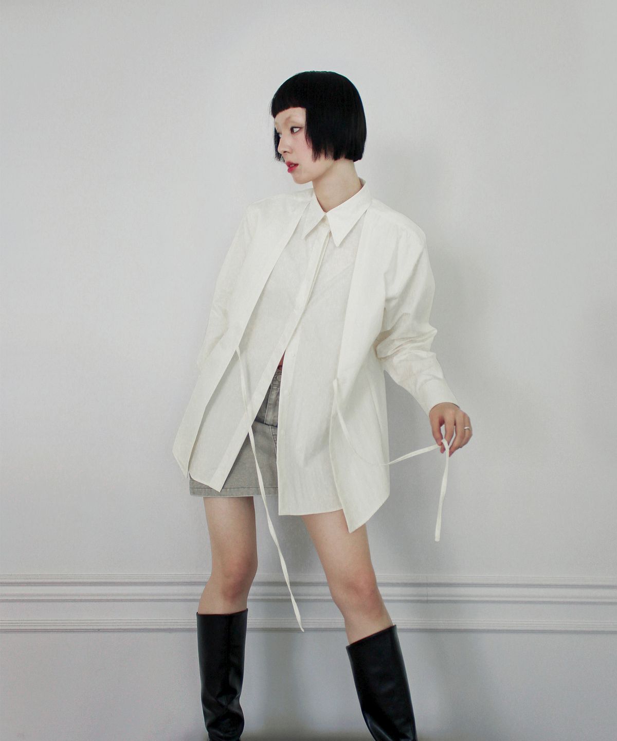 루바티(RUBATI) Double Layered Shirt (CREAM)