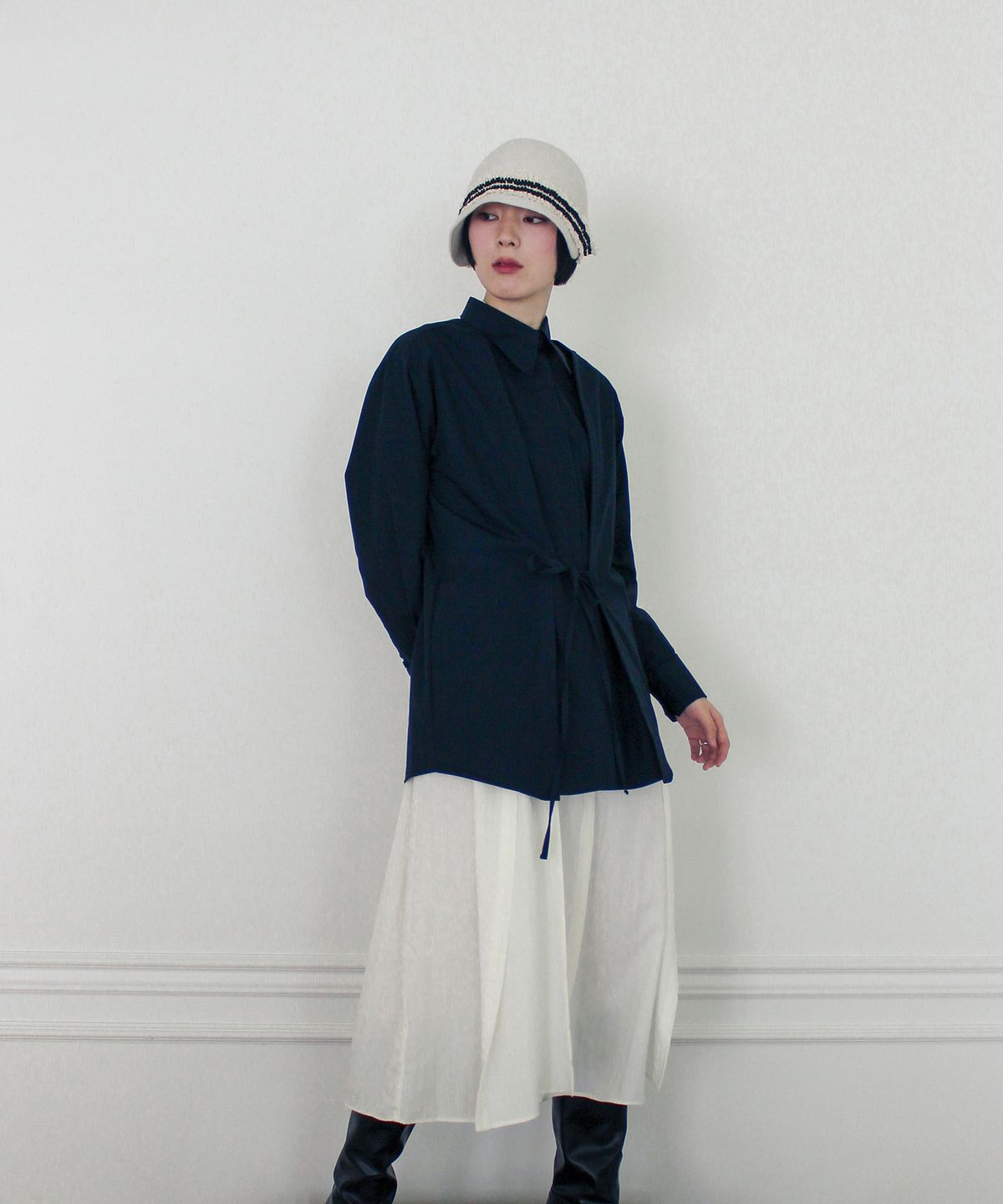 루바티(RUBATI) Double Layered Shirt (NAVY)