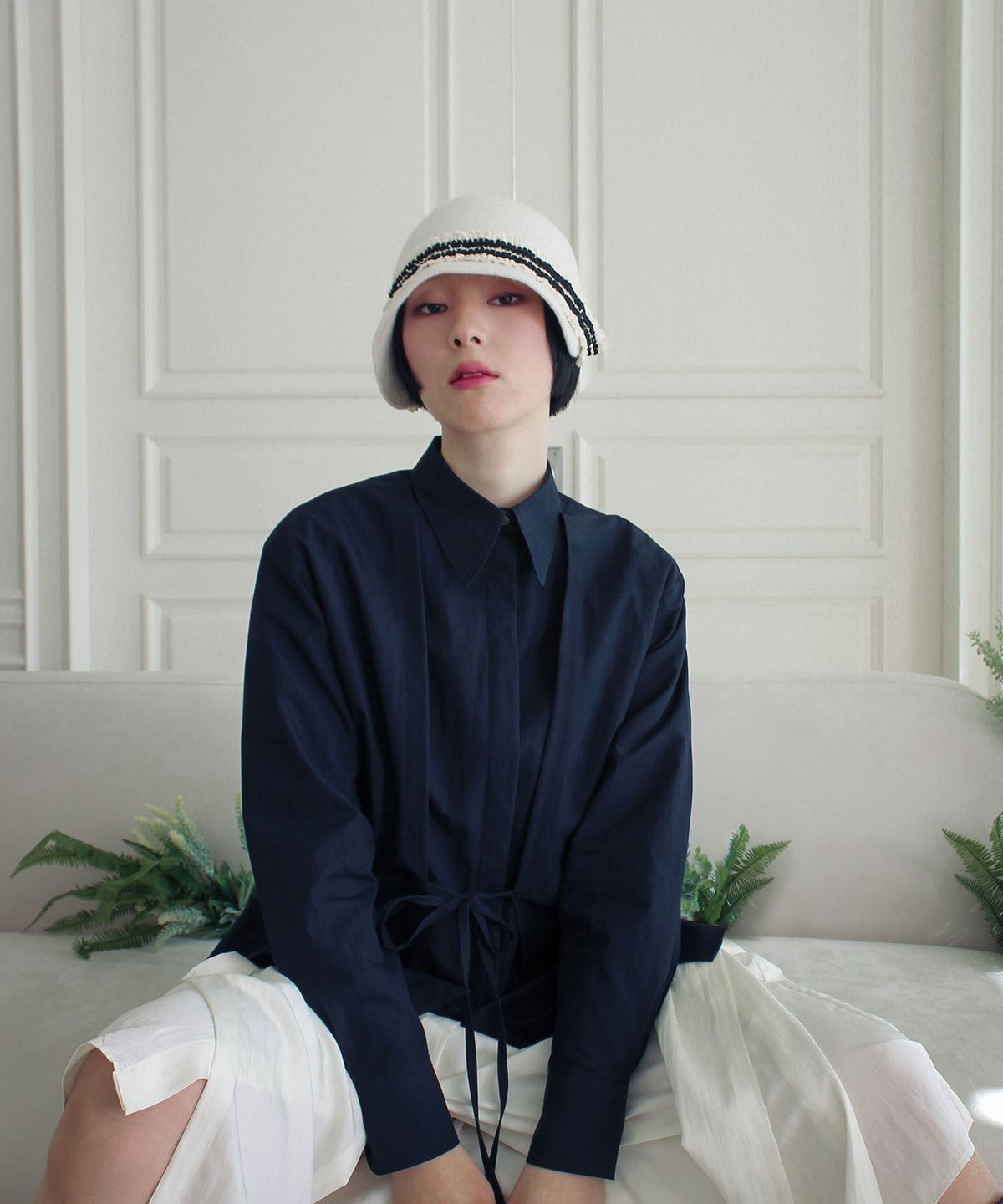 루바티(RUBATI) Double Layered Shirt (NAVY)