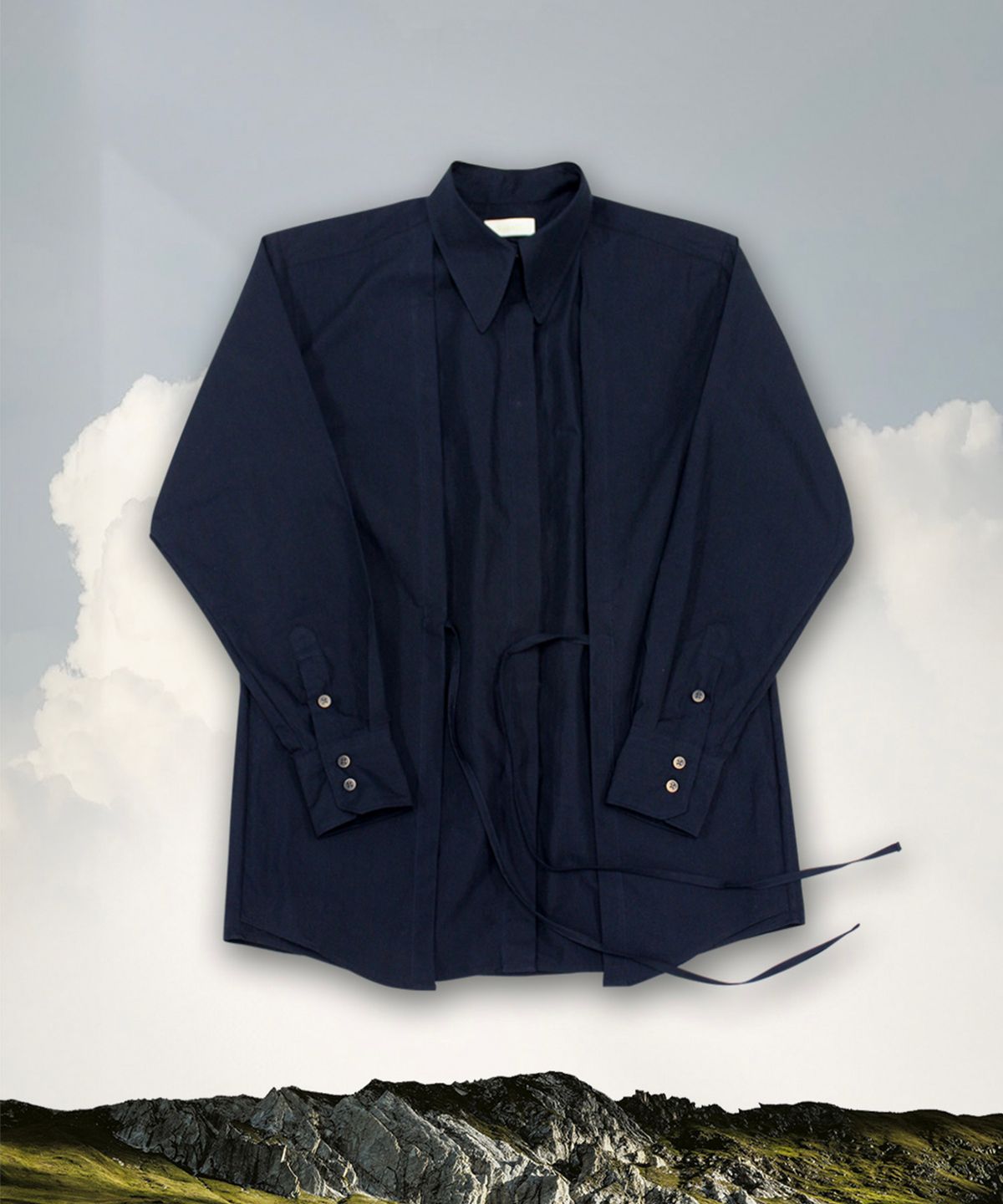 루바티(RUBATI) Double Layered Shirt (NAVY)