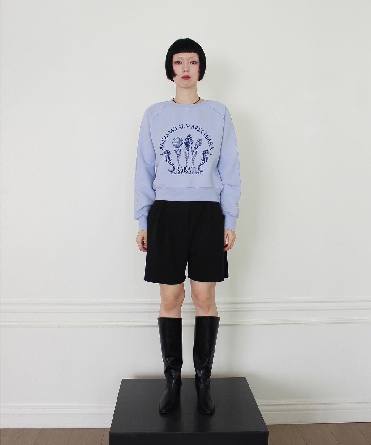 루바티(RUBATI) Shell Flower Sweatshirt (DAWN BLUE)