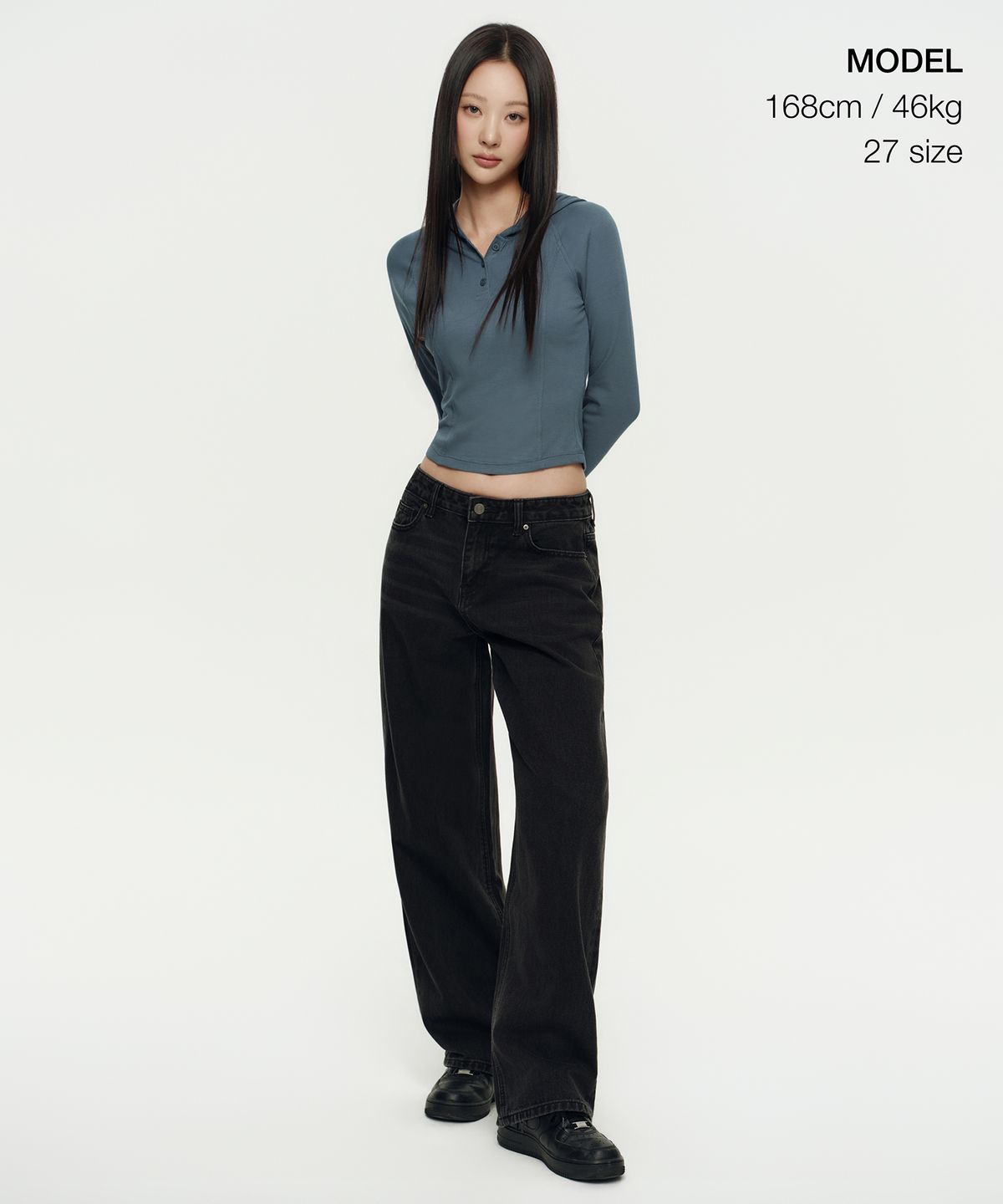 무신사 스탠다드 우먼(MUSINSA STANDARD WOMAN) 우먼즈 로 라이즈 와이드 데님 팬츠 [워시드 블랙]