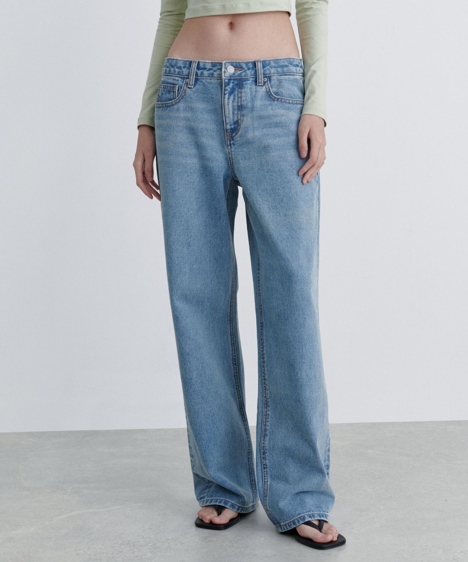 ★MUSINSA STANDARD★ Scrub washed wide denim pants light ind MUSINSA | MUSINSA STANDARD Extra wide denim pants [light indigo]