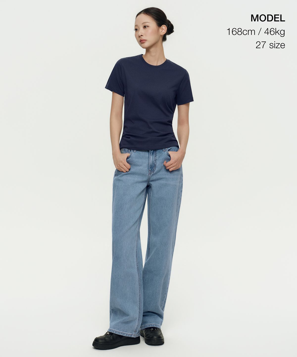 무신사 스탠다드 우먼(MUSINSA STANDARD WOMAN) 우먼즈 로 라이즈 와이드 데님 팬츠 [라이트 인디고]