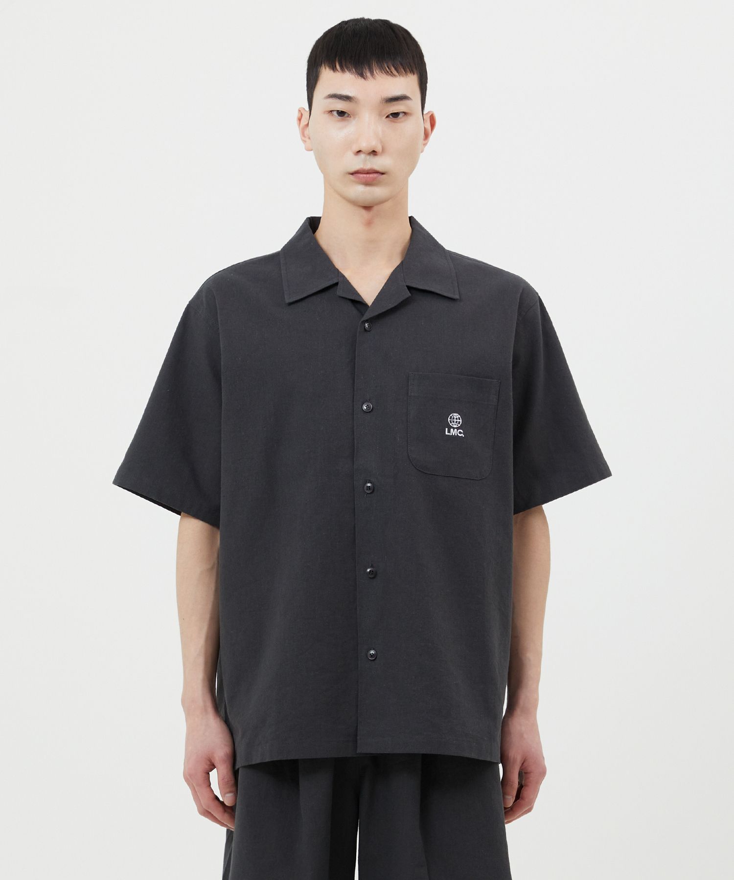 [ LMC]★GLOBE LINEN SHORT SLV SHIRT LMC Globe Linen Short Slv Shirt - Olive | International Store