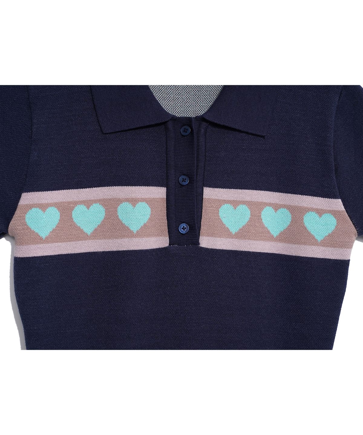 하이스쿨디스코(HIGH SCHOOL DISCO) HEART RUFFLE KNIT OPS_NAVY