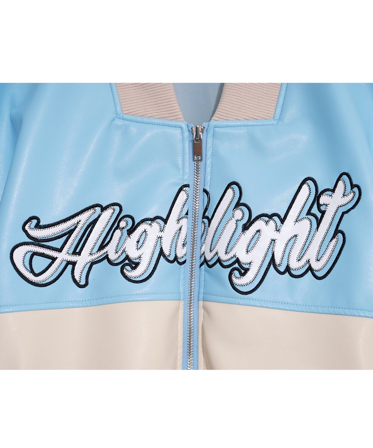 하이스쿨디스코(HIGH SCHOOL DISCO) WILDEST FLAME VARCITY JACKET_SKY BLUE