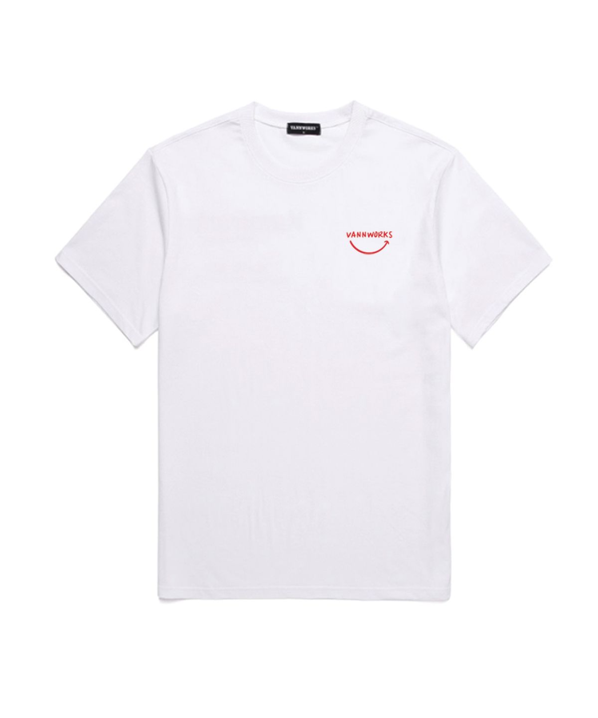 밴웍스(VANNWORKS) Smile Logo 오버핏 반팔 티셔츠 (VS0025) 화이트_레드