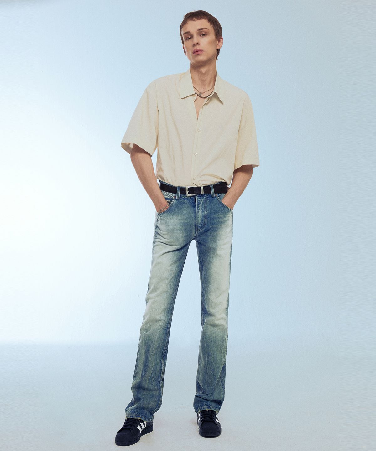 엘무드(LMOOD) 실키보이 하프 셔츠 레몬 셔벗