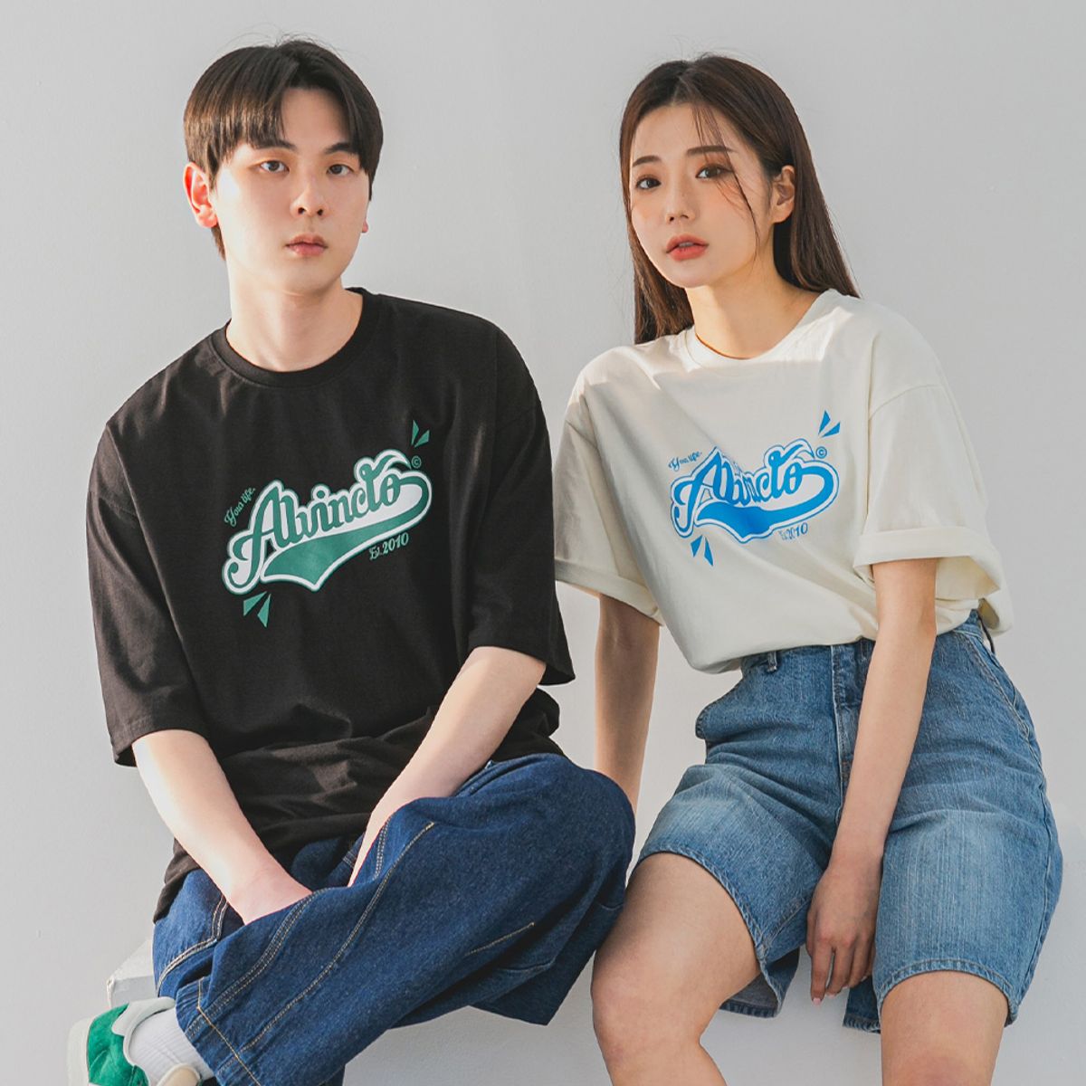 앨빈클로(ALVINCLO) 어슬레틱 로고 오버핏 반팔티 AST4865 (3 COLOR)
