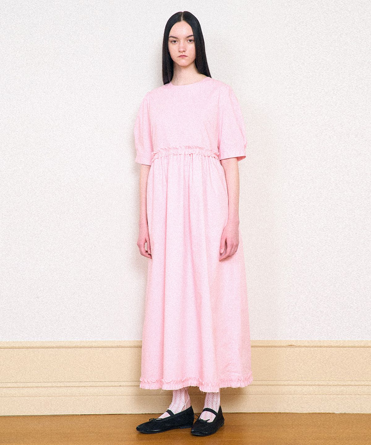 파르티멘토 우먼(PARTIMENTO WOMEN) 퍼프 슬리브 맥시 드레스_핑크