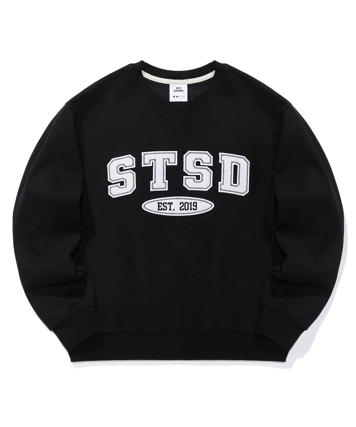 에스릿 스튜디오(SLIT STUDIO) [SET] STSD 아치 로고 스웨트 셔츠 후드 조거팬츠 셋업 2P  블랙