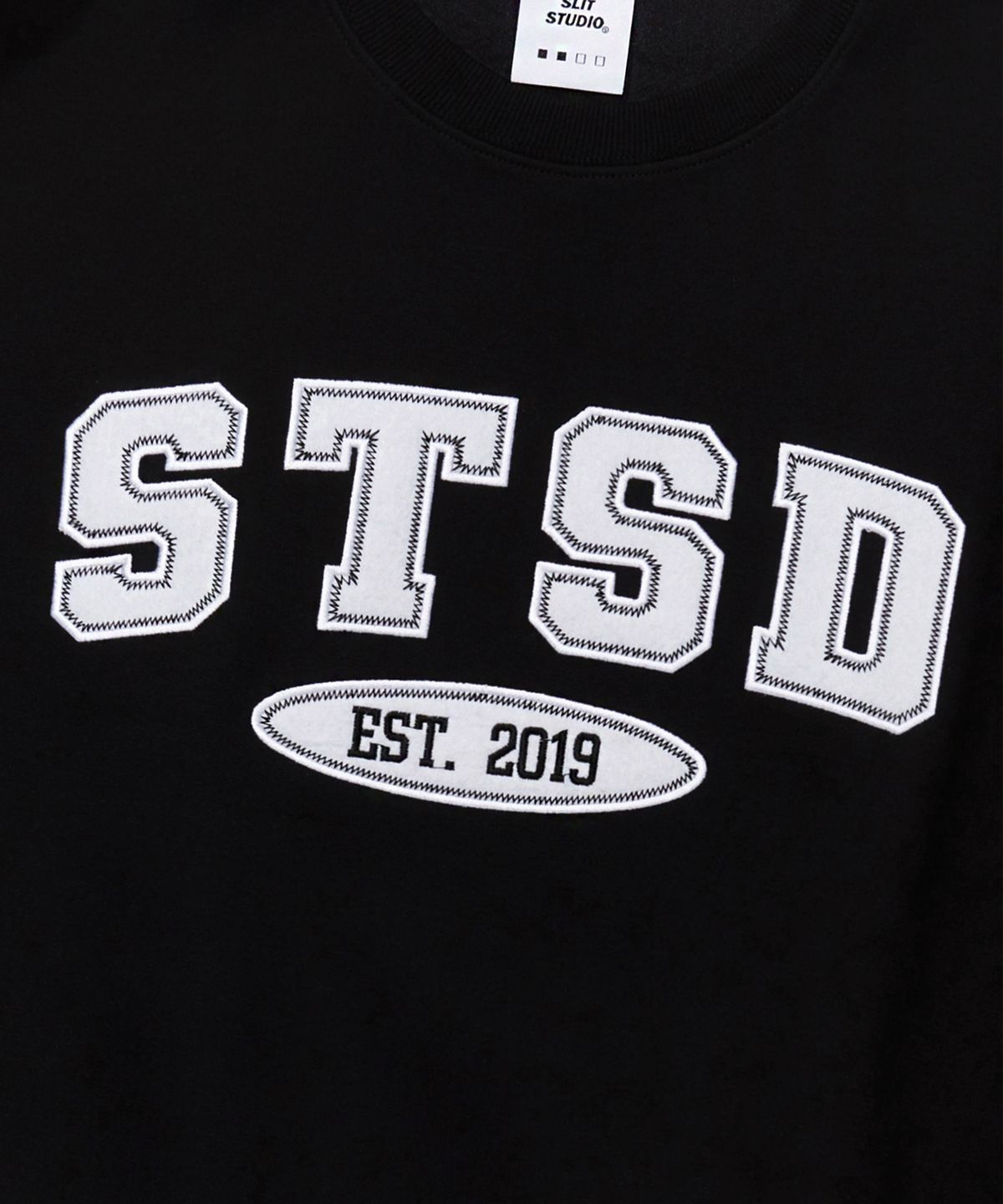 에스릿 스튜디오(SLIT STUDIO) [SET] STSD 아치 로고 스웨트 셔츠 후드 조거팬츠 셋업 2P  블랙