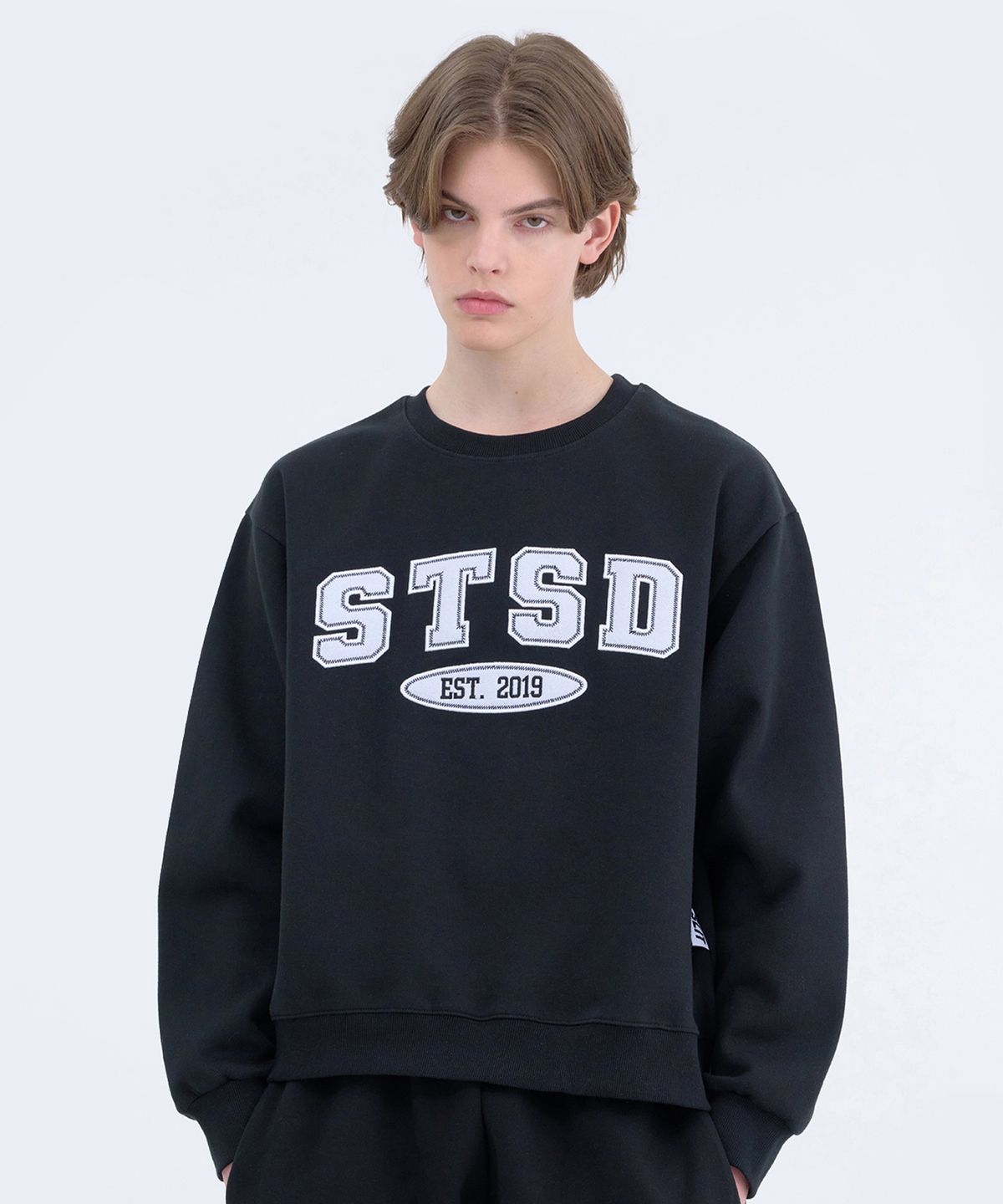 에스릿 스튜디오(SLIT STUDIO) [SET] STSD 아치 로고 스웨트 셔츠 후드 조거팬츠 셋업 2P  블랙