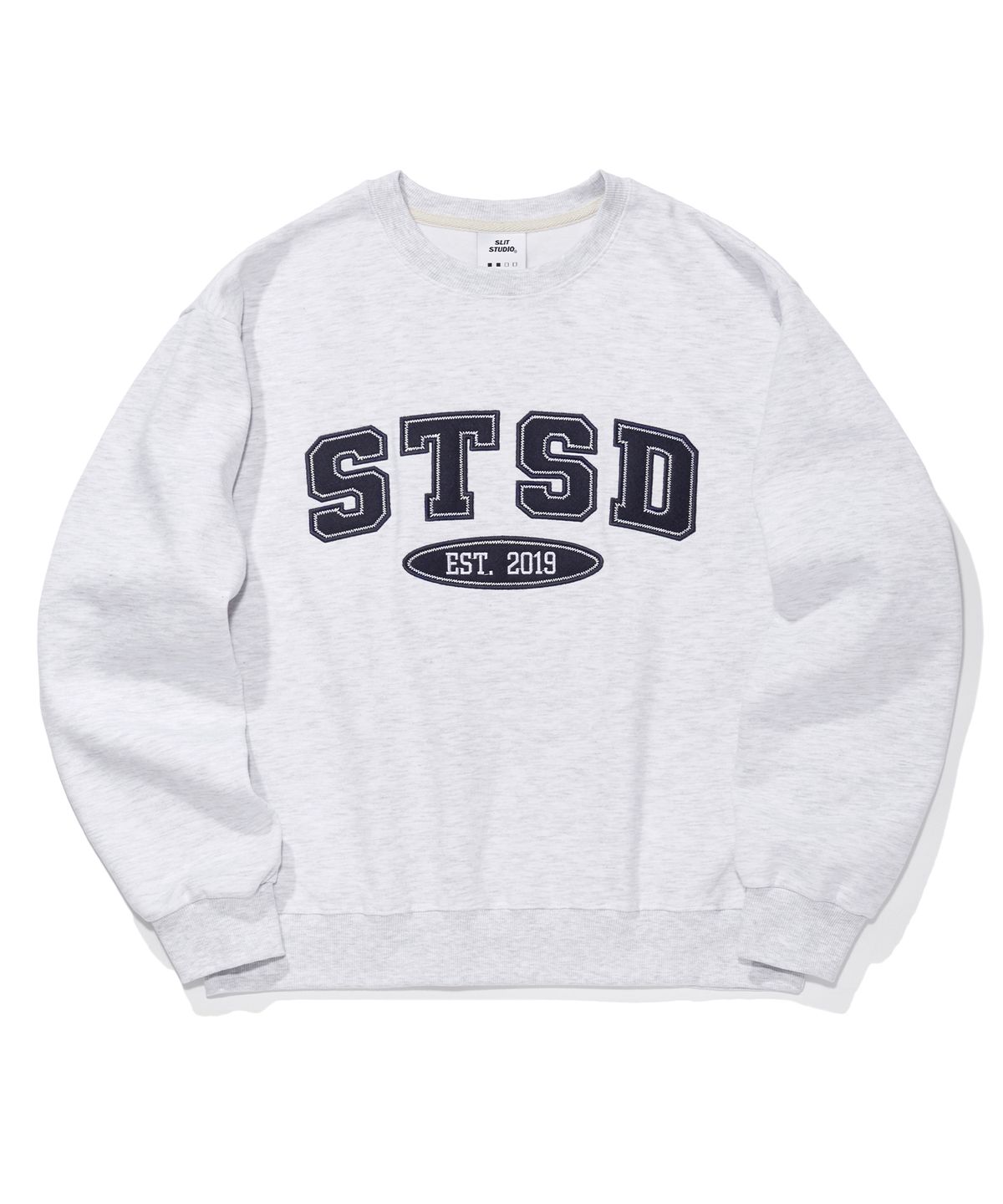 에스릿 스튜디오(SLIT STUDIO) [SET] STSD 아치 로고 스웨트 셔츠 후드 조거팬츠 셋업 2P  멜란지 그레이