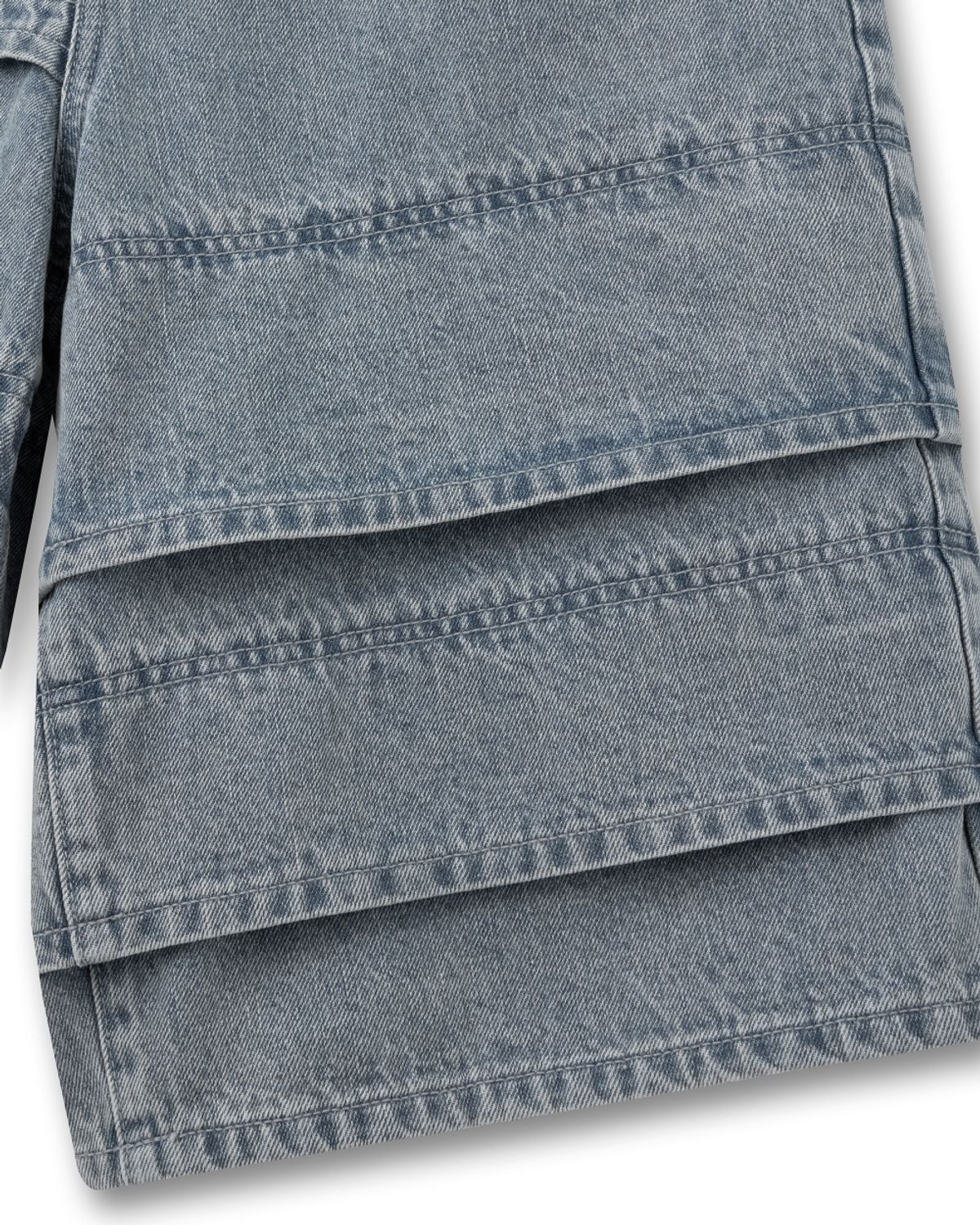 비슬로우(BESLOW) MULTI CUFF DENIM SHORTS ICE GREY