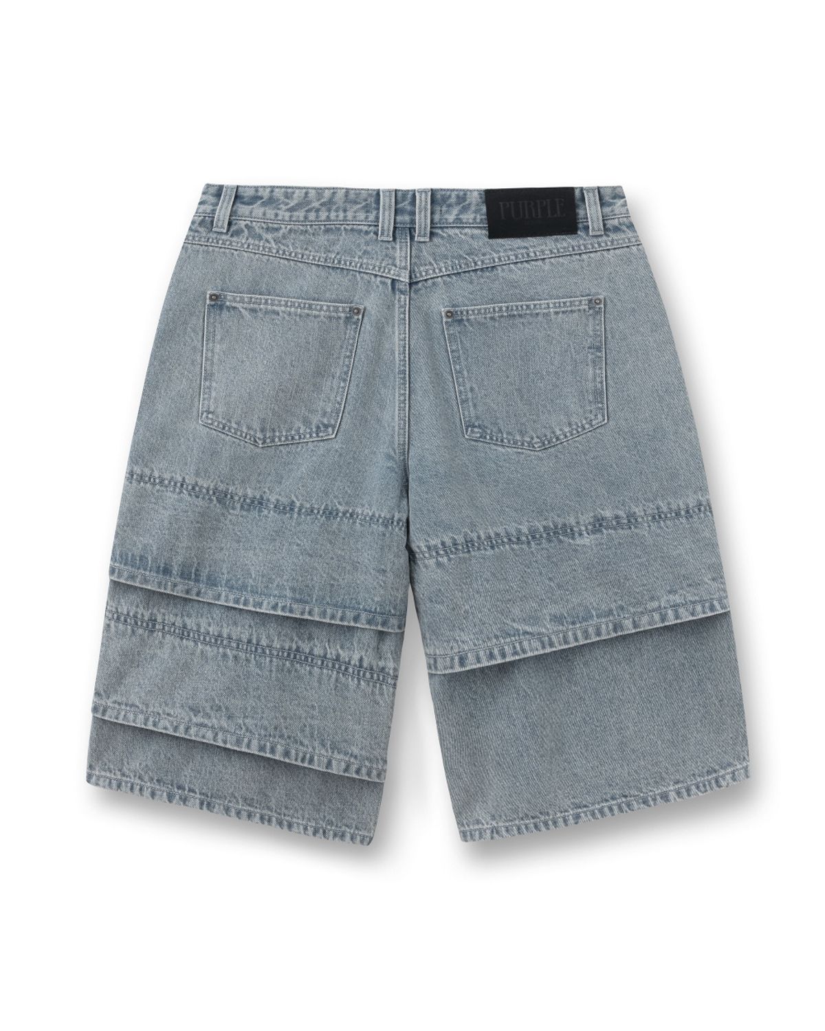 비슬로우(BESLOW) MULTI CUFF DENIM SHORTS ICE GREY