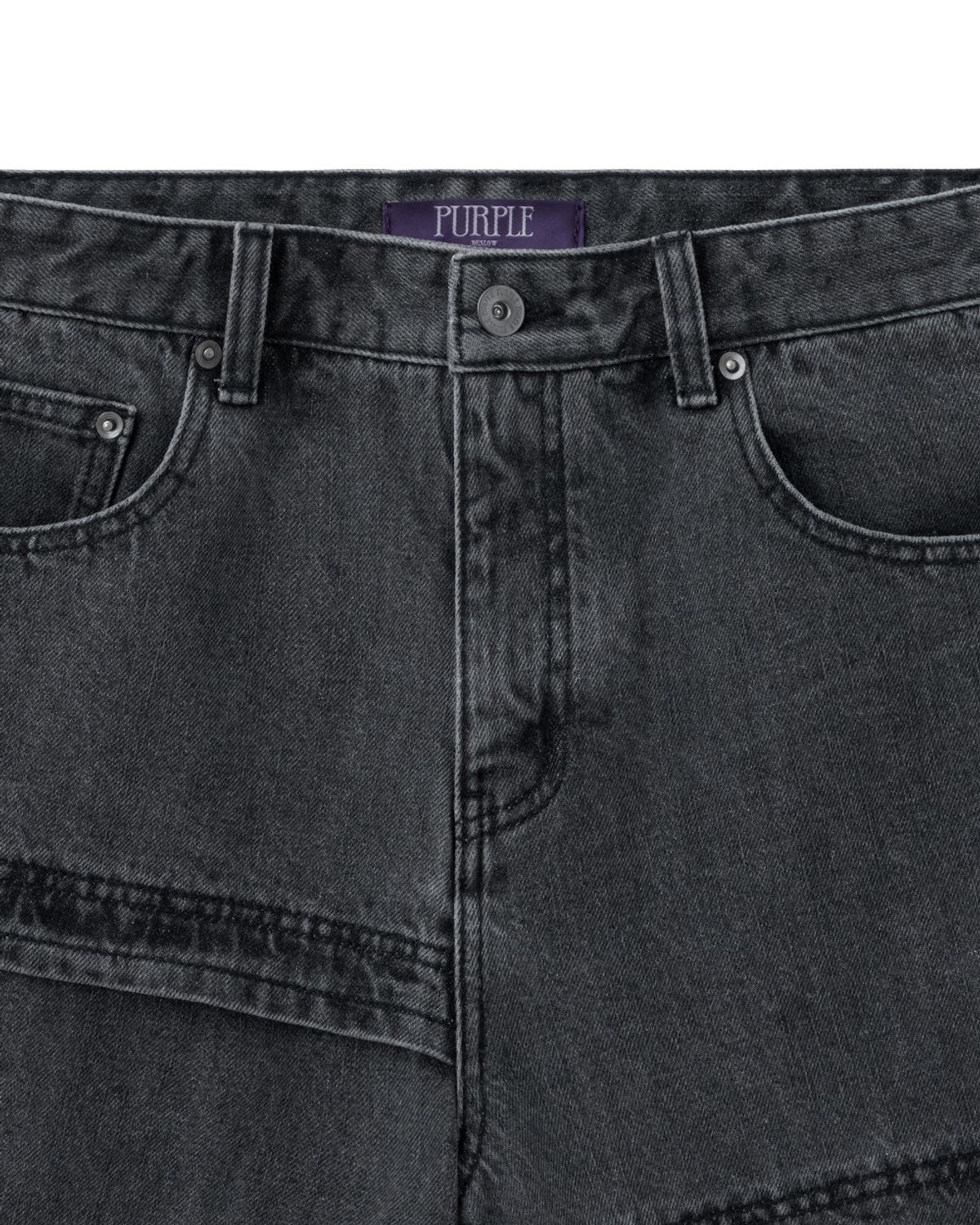 비슬로우(BESLOW) MULTI CUFF DENIM SHORTS FADE BLACK