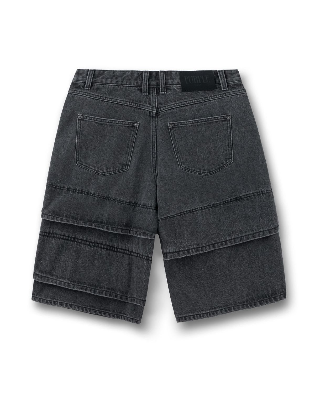비슬로우(BESLOW) MULTI CUFF DENIM SHORTS FADE BLACK