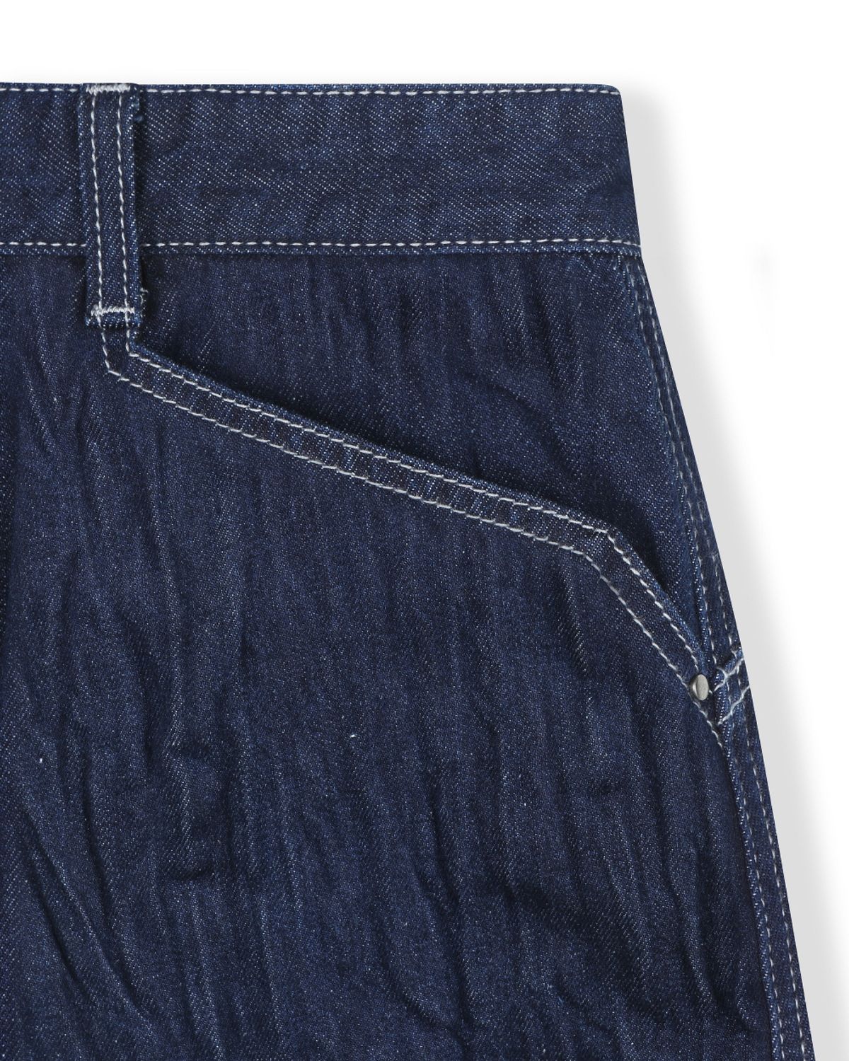 비슬로우(BESLOW) CRINKLE DENIM SHORTS INDIGO