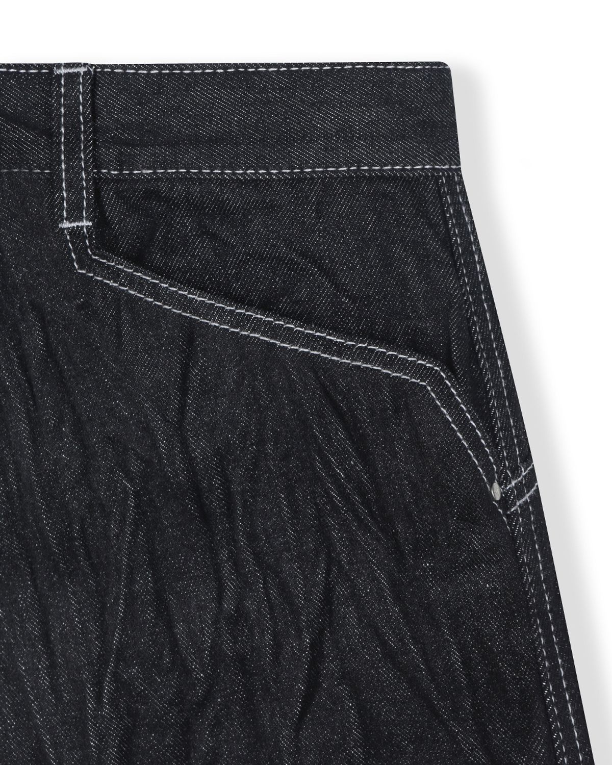 비슬로우(BESLOW) CRINKLE DENIM SHORTS BLACK
