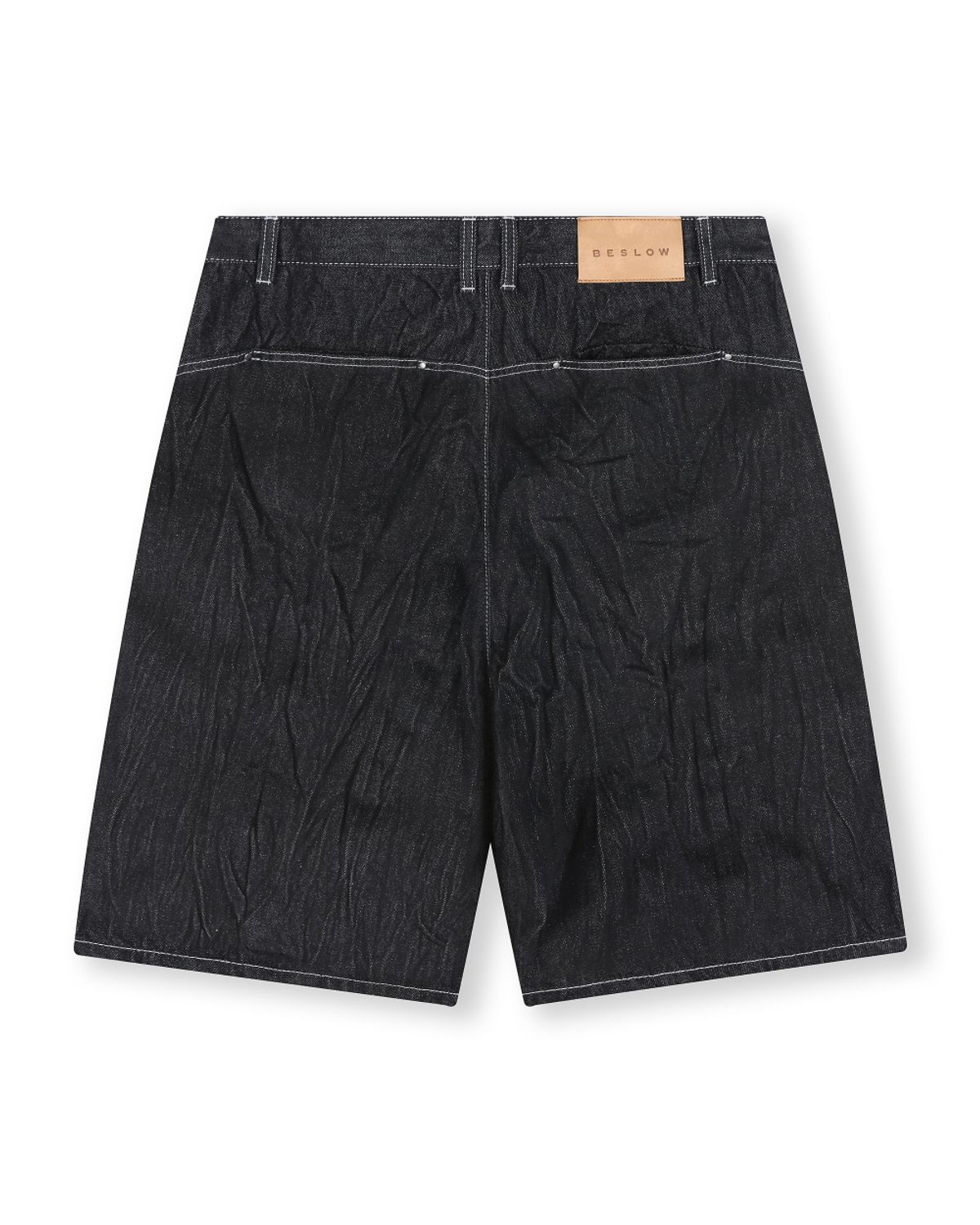 비슬로우(BESLOW) CRINKLE DENIM SHORTS BLACK