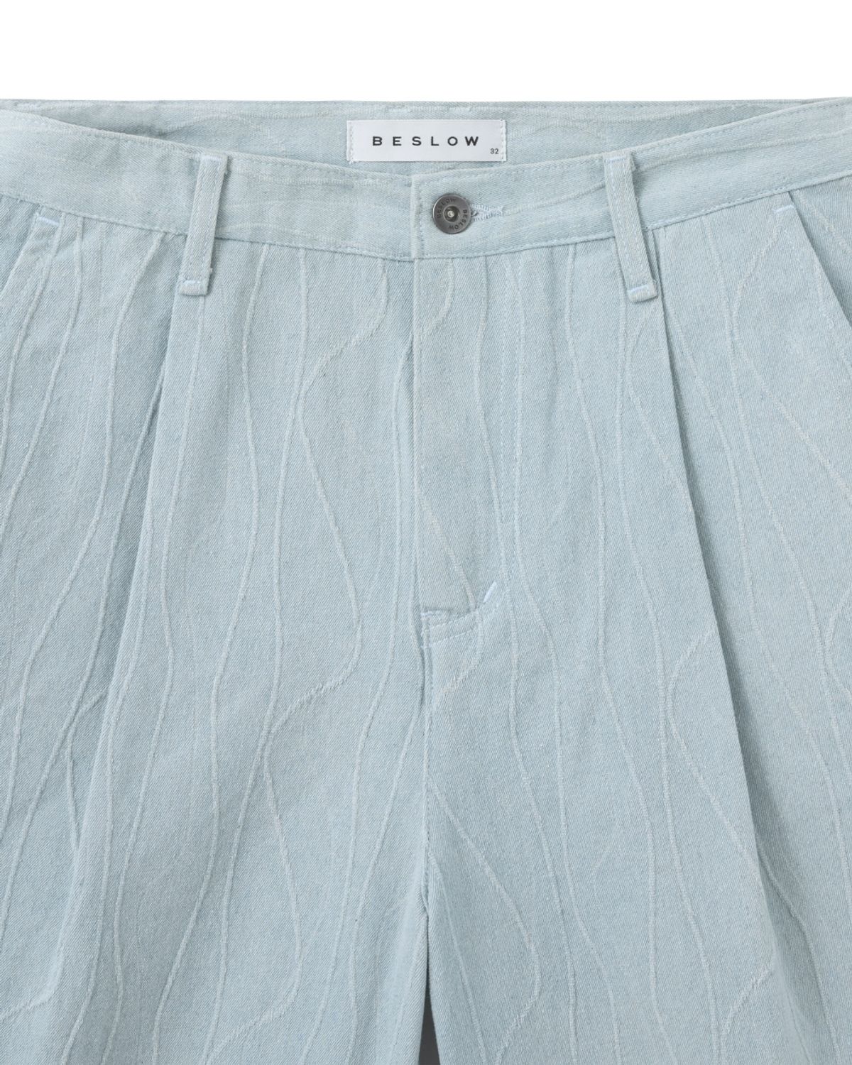 비슬로우(BESLOW) TWIST SEAM DENIM SHORTS WAVE SKY