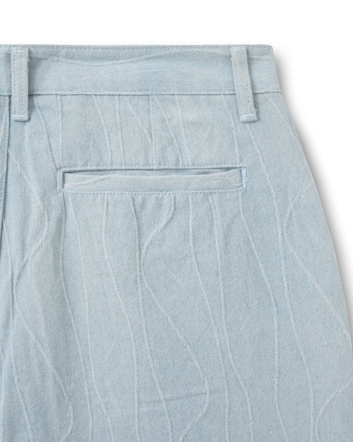 비슬로우(BESLOW) TWIST SEAM DENIM SHORTS WAVE SKY
