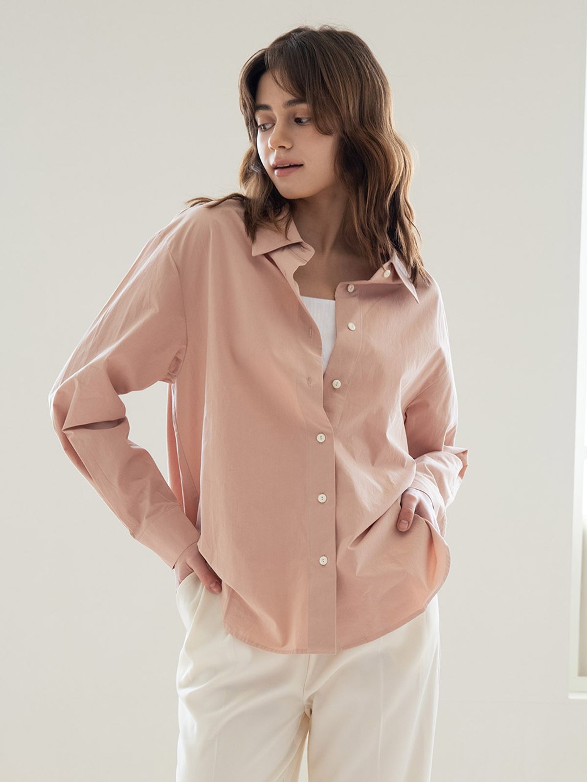 웬스데이딜라잇(WEDNESDAY DELIGHT) WED_Loose-shouldered shirt_PINK