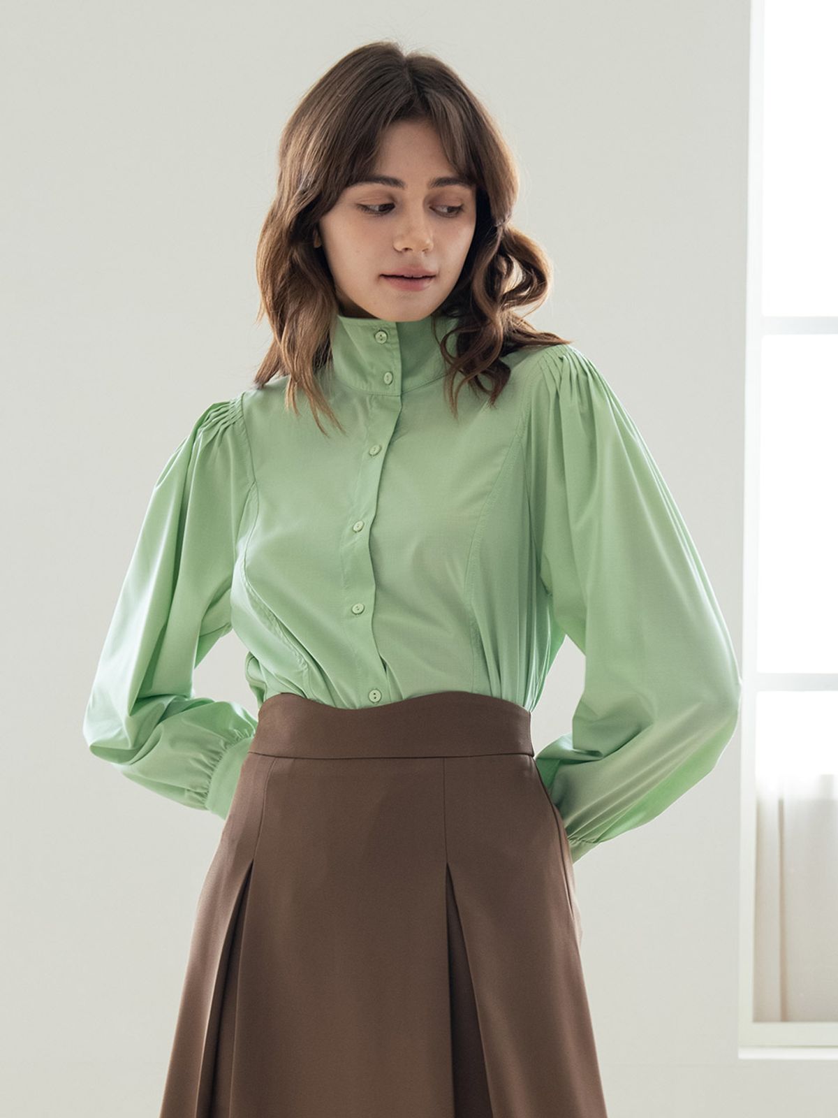 웬스데이딜라잇(WEDNESDAY DELIGHT) WED_Three way collar shirt_GREEN