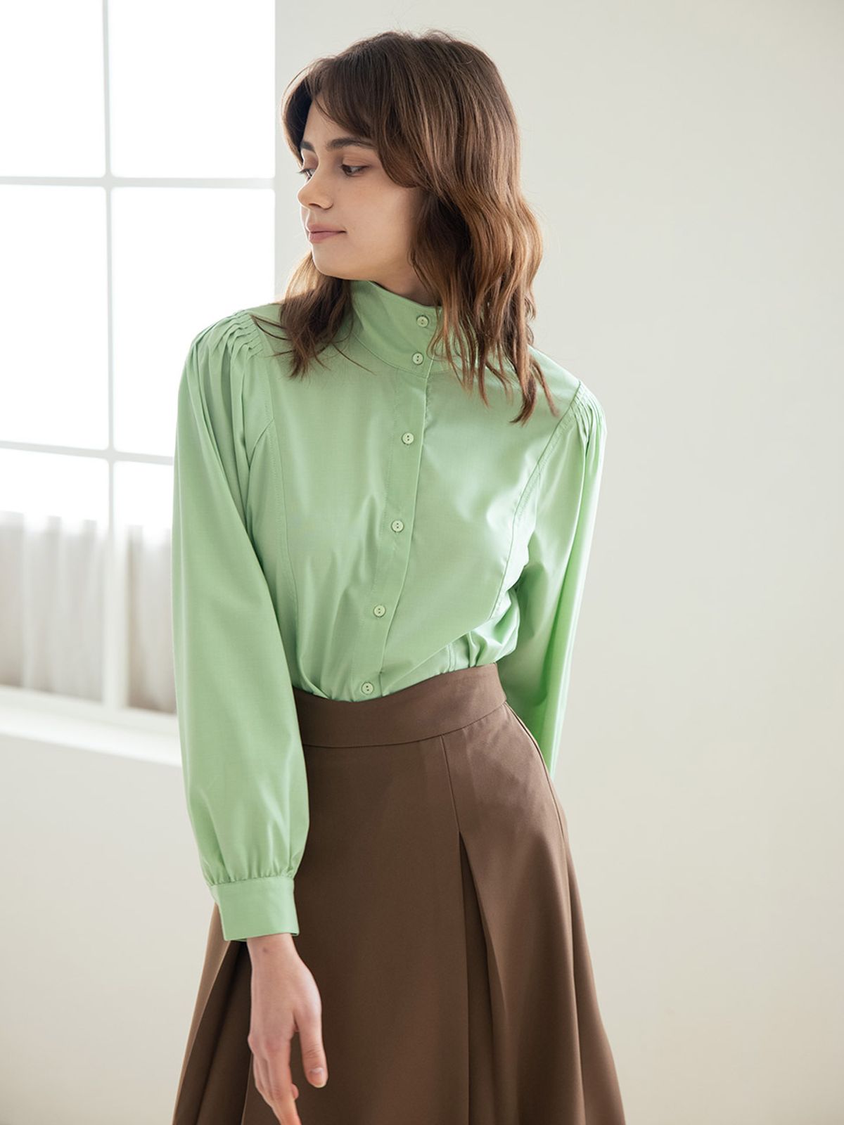 웬스데이딜라잇(WEDNESDAY DELIGHT) WED_Three way collar shirt_GREEN