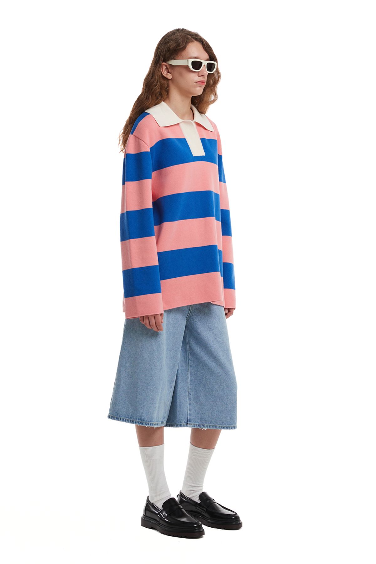 트렁크프로젝트(TRUNK PROJECT) Stripe Polo Sweater_PINK/BLUE
