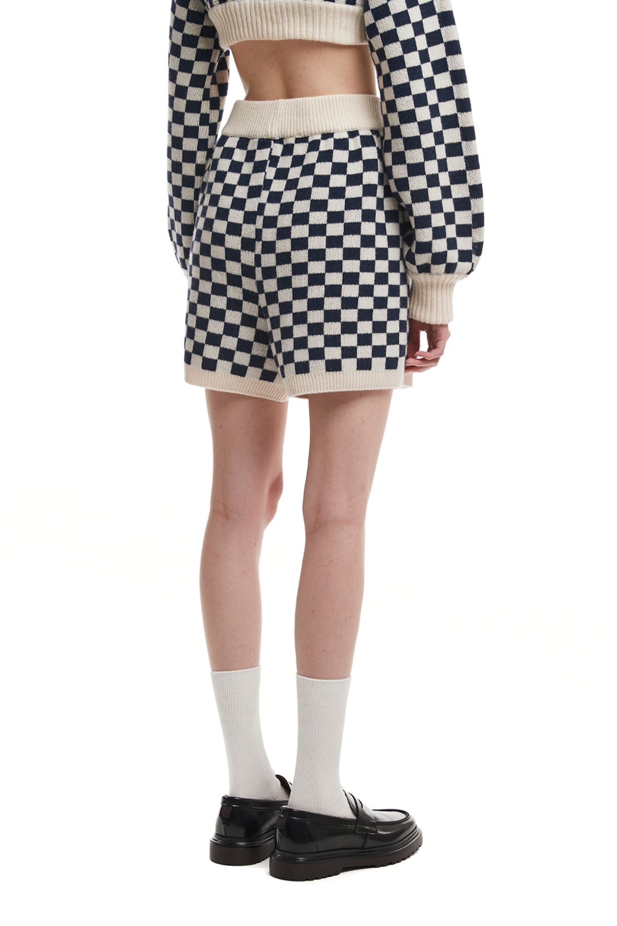 트렁크프로젝트(TRUNK PROJECT) Check Knit Short_WHITE/BLACK