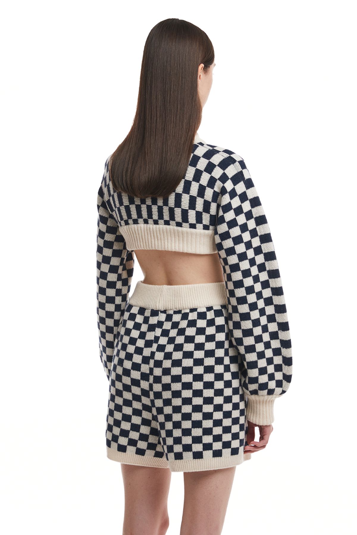 트렁크프로젝트(TRUNK PROJECT) Checked Knit Sweater_WHITE/BLACK