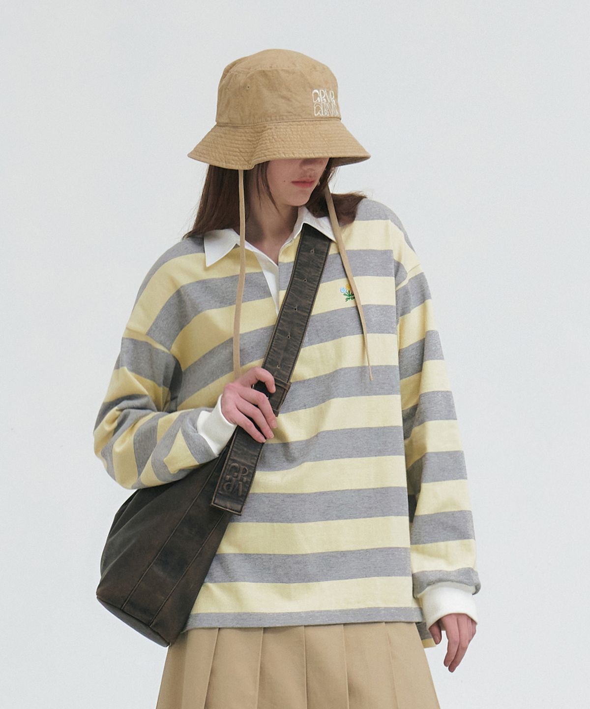 그로브(GROVE) 23SS POLD T-SHIRTS_BLUE/IVORY