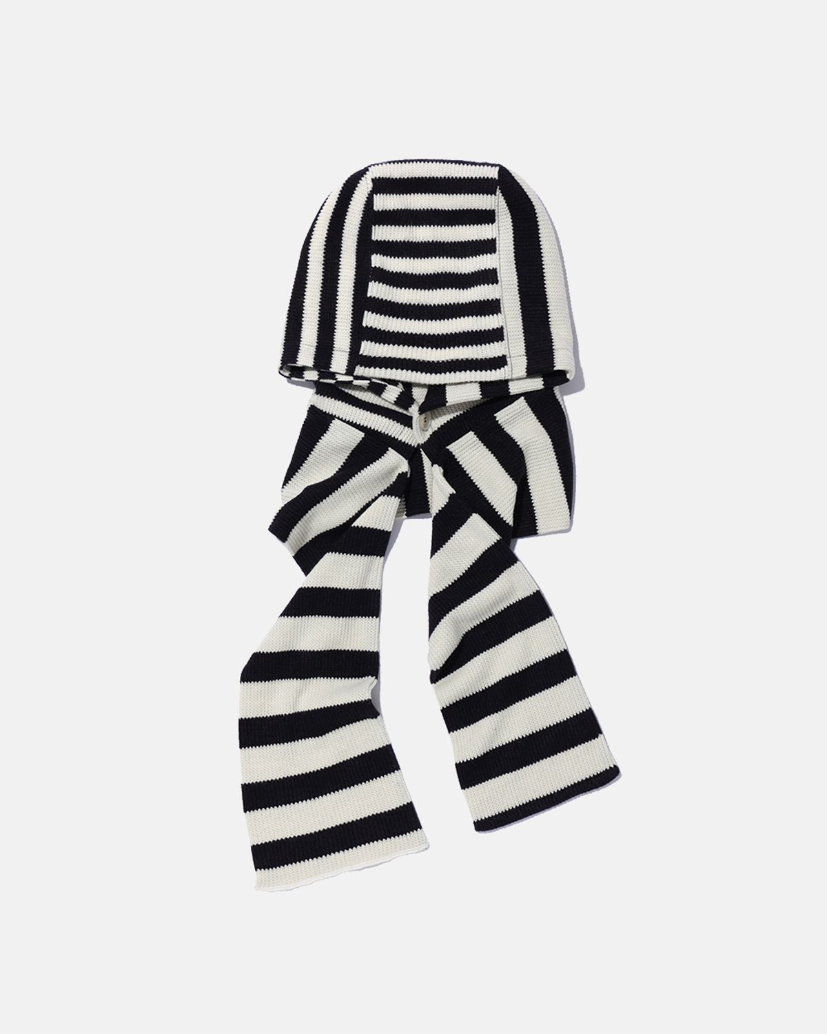 카락터(KARACTOR) Striped knit balaclava muffler / Ivory black