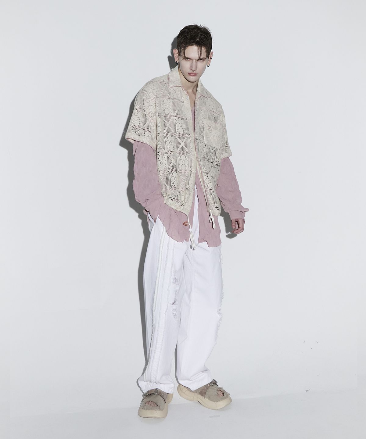 알에스에스씨(RSSC) LOGO PATCHED DESTROYED DENIM PANTS - WH