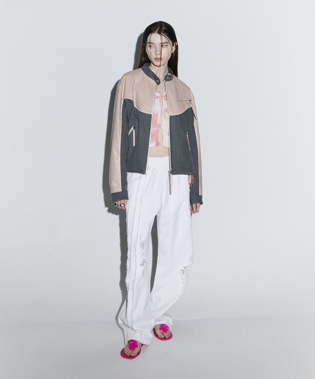 알에스에스씨(RSSC) LOGO PATCHED DESTROYED DENIM PANTS - WH