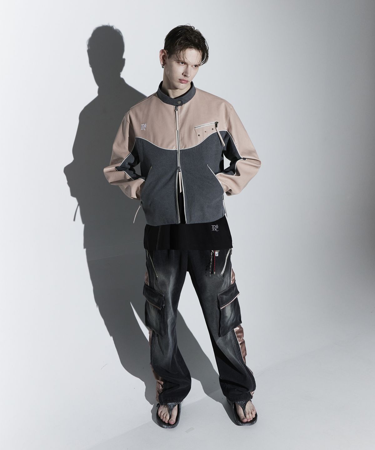 알에스에스씨(RSSC) WRINKLE MIXED CARGO DENIM PANTS - BK
