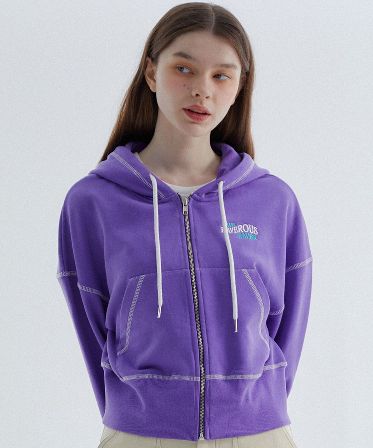 레이버러스(RAVEROUS) RVS 후드 집업 퍼플